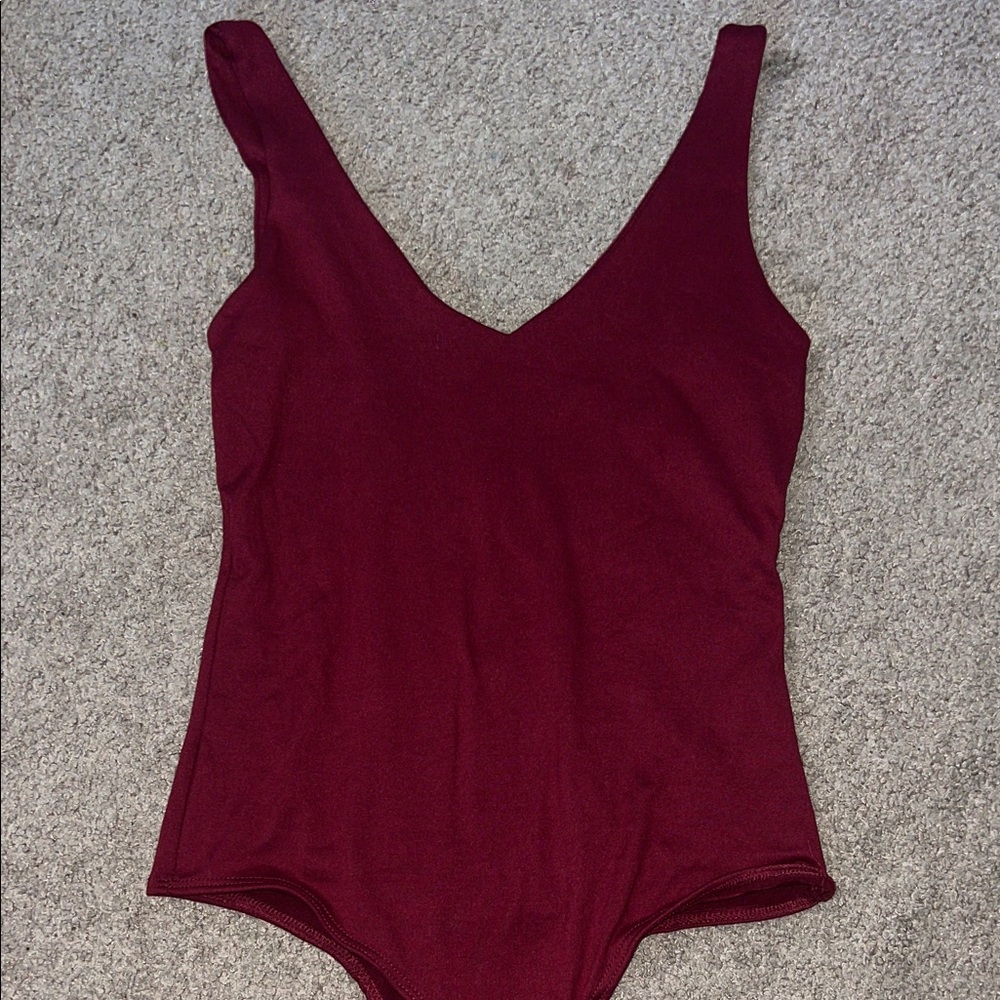 Sincerely Jules Deep Red V-Neck Bodysuit
